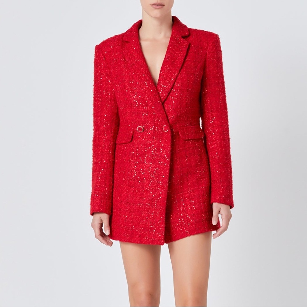 NWOT Sequin Red Blazer Romper *